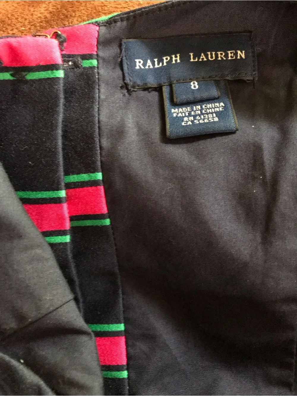 Ralph Lauren Navy Dress with Pink & Teal Stripes